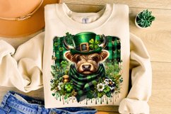 St Patrick&#039;s Day Highland Cow PNG, Lucky Day PNG, Shamrock Product Image 3