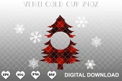 Christmas starbucks cup svg, cheetah Plaid tree svg Product Image 2
