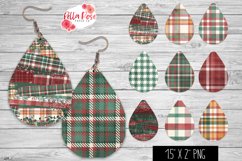 Christmas Plaid | 9 Sets of Teardrop Earrings PNGs Product Image 1