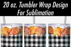 20 oz Tumbler Sublimation PNG | Buffalo Plaid Pumpkins Product Image 2