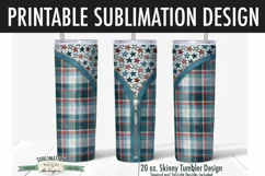 20 oz Tumbler Sublimation Design | Plaid Stars July 4th Product Image 3