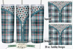 20 oz Tumbler Sublimation Design | Plaid Stars July 4th Product Image 1
