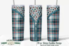 20 oz Tumbler Sublimation Design | Plaid Stars July 4th Product Image 2