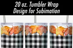 20 oz Tumbler Sublimation PNG | Buffalo Plaid Sunflowers Product Image 2