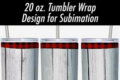 20 oz Tumbler Sublimation PNG | Red Green Buffalo Plaid Tree Product Image 2