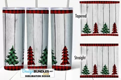 20 oz Tumbler Sublimation PNG | Red Green Buffalo Plaid Tree Product Image 1
