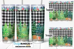 20 oz Tumbler Sublimation PNG | Buffalo Plaid Christmas Tree Product Image 1