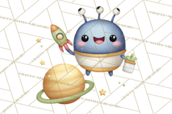 Cosmic Companions Clipart PNG, Cute Alien Creatures Product Image 5