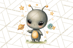 Cosmic Companions Clipart PNG, Cute Alien Creatures Product Image 5
