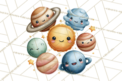 Cosmic Companions Clipart PNG, Cute Alien Creatures Product Image 2