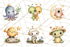 Cosmic Companions Clipart PNG, Cute Alien Creatures Product Image 2