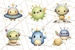 Cosmic Companions Clipart PNG, Cute Alien Creatures Product Image 3
