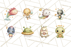 Cosmic Companions Clipart PNG, Cute Alien Creatures Product Image 4