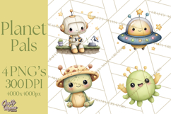 Cosmic Companions Clipart PNG, Cute Alien Creatures Product Image 1