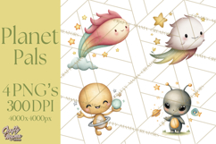 Cosmic Companions Clipart PNG, Cute Alien Creatures Product Image 1