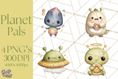 Cosmic Companions Clipart PNG, Cute Alien Creatures Product Image 1