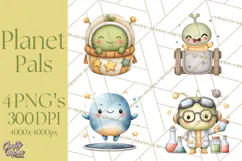 Cosmic Companions Clipart PNG, Cute Alien Creatures Product Image 1