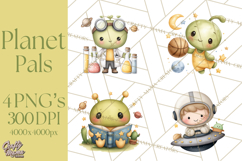 Cosmic Companions Clipart PNG, Cute Alien Creatures Product Image 1