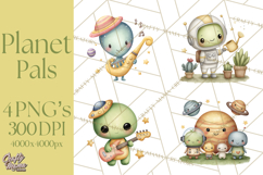 Cosmic Companions Clipart PNG, Cute Alien Creatures Product Image 1
