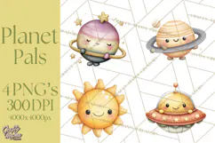 Cosmic Companions Clipart PNG, Cute Alien Creatures Product Image 1
