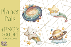 Cosmic Companions Clipart PNG, Cute Alien Creatures Product Image 1