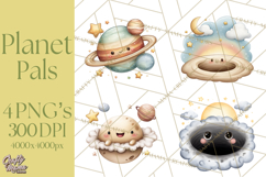 Cosmic Companions Clipart PNG, Cute Alien Creatures Product Image 1