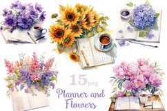 Planner And Flowers Clipart, Spring Planner Bundle, GlamArtZhanna, Planner Elements Clipart Set, Planner Girl Clipart PNG, Office Clipart, Planner Scrapbook Collection, Planner Scenes, Craft Supplies Clipart, Journal Clipart PNG Bundle