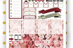 Big Planner Stickers Girl in Pink floral dress Flowers art Product Image 3
