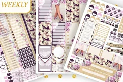 Big Planner Stickers Purple peonies flowers Girl high heels Product Image 1