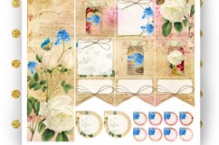 Big Monthly Planner Stickers Blue Flowers Vintage background Product Image 3