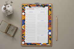 Daily Planner Template with Bauhaus Pattern | Daily Planner Product Image 2