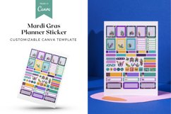 Mardi Gras Planner Sticker Canva Template Product Image 1