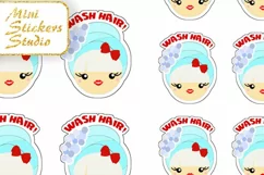 Cute Girl Kawaii Wash Hair Planner Stickers Blonde Product Image 3