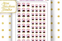 Cute Girl face Kawaii Wash Hair Planner Stickers Brunette Product Image 2