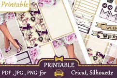 Big Planner Stickers Purple peonies flowers Girl high heels Product Image 2