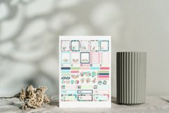 Pink and Teal Spring Flowers Planner Stickers Canva Template Product Image 2