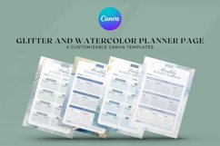 Glitter and Watercolor Planner Page Canva Template Product Image 1