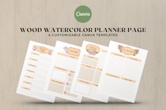 Wood Watercolor Planner Page Canva Template Product Image 1