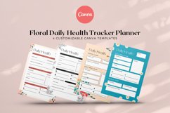 Floral Daily Health Tracker Planner Canva Template Product Image 1
