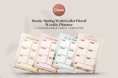 Rustic Spring Watercolor Floral Weekly Planner Canva Product Image 1