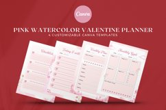 Pink Watercolor Valentine Planner Canva Template Product Image 1