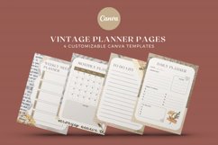 Neutral Brown Vintage Planner Pages Canva Template Product Image 1