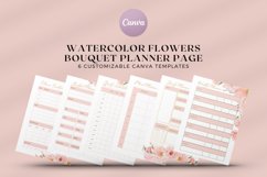 Watercolor Flowers Bouquet Planner Page Canva Template Product Image 1