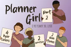 Planner Girl Part 2|12 PNG planner girl with sign clipart Product Image 1