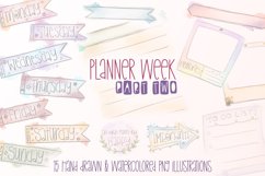 Planner Pack Part Two|15 PNG watercolor week planner clipart Product Image 1