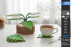 Wooden Plant Coasters Laser Cut Bundle | 3D Layered Monstera Product Image 3