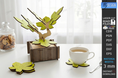 Wooden Plant Coasters Laser Cut Bundle | 3D Layered Monstera Product Image 4