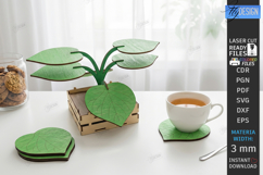 Wooden Plant Coasters Laser Cut Bundle | 3D Layered Monstera Product Image 6