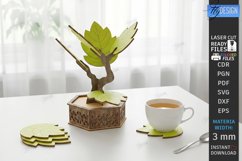 Wooden Plant Coasters Laser Cut Bundle | 3D Layered Monstera Product Image 7