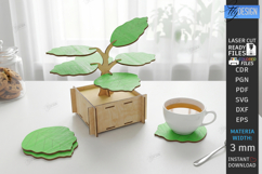 Wooden Plant Coasters Laser Cut Bundle | 3D Layered Monstera Product Image 8